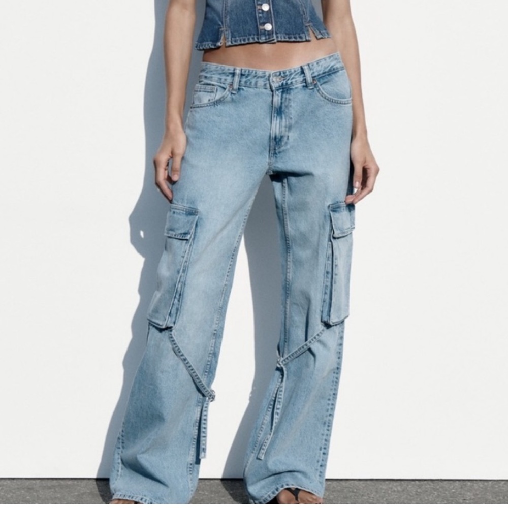 ZARA TRF Belt Loop Cargo Jeans!!
